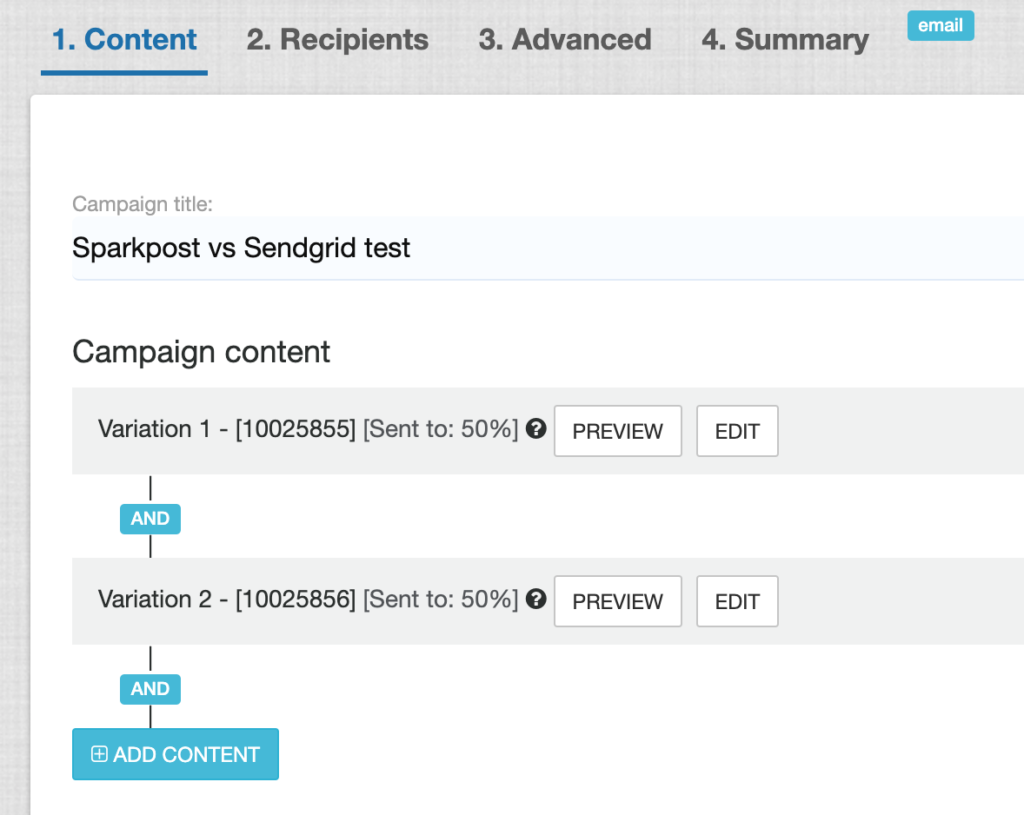 sparkpost vs sendgrid a/b test

