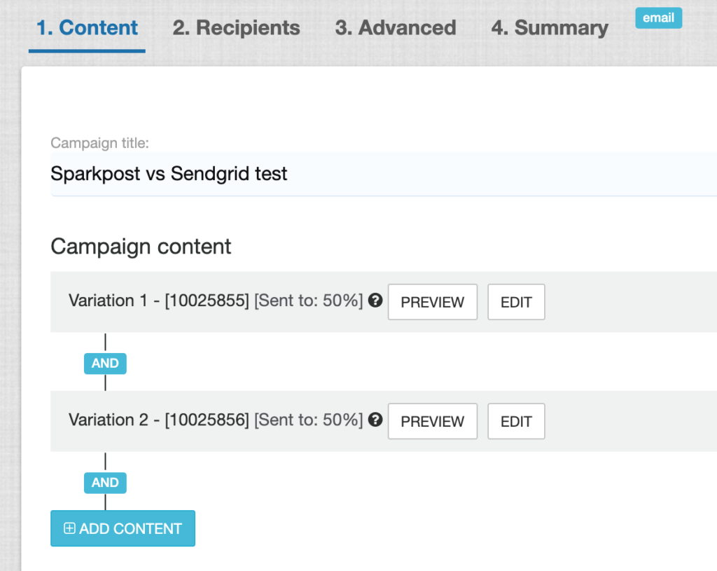 teste sparkpost vs sendgrid a/b