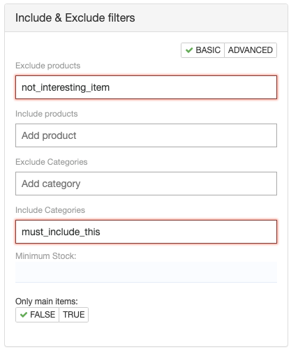 Product Recommendations Advanced Filtering